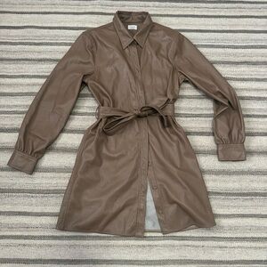 Wilfred Tan Belted faux leather dress